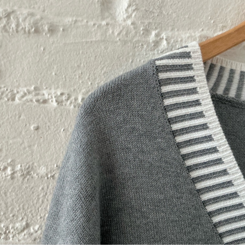 PrettyGarden Long Sleeve Relaxed Fit Gray Knit Cardigan Button Up Sweater Preppy - Picture 6 of 11